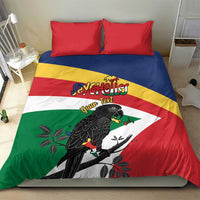 Personalized Seychelles Independence Day Bedding Set Coat Of Arms Black Parrot