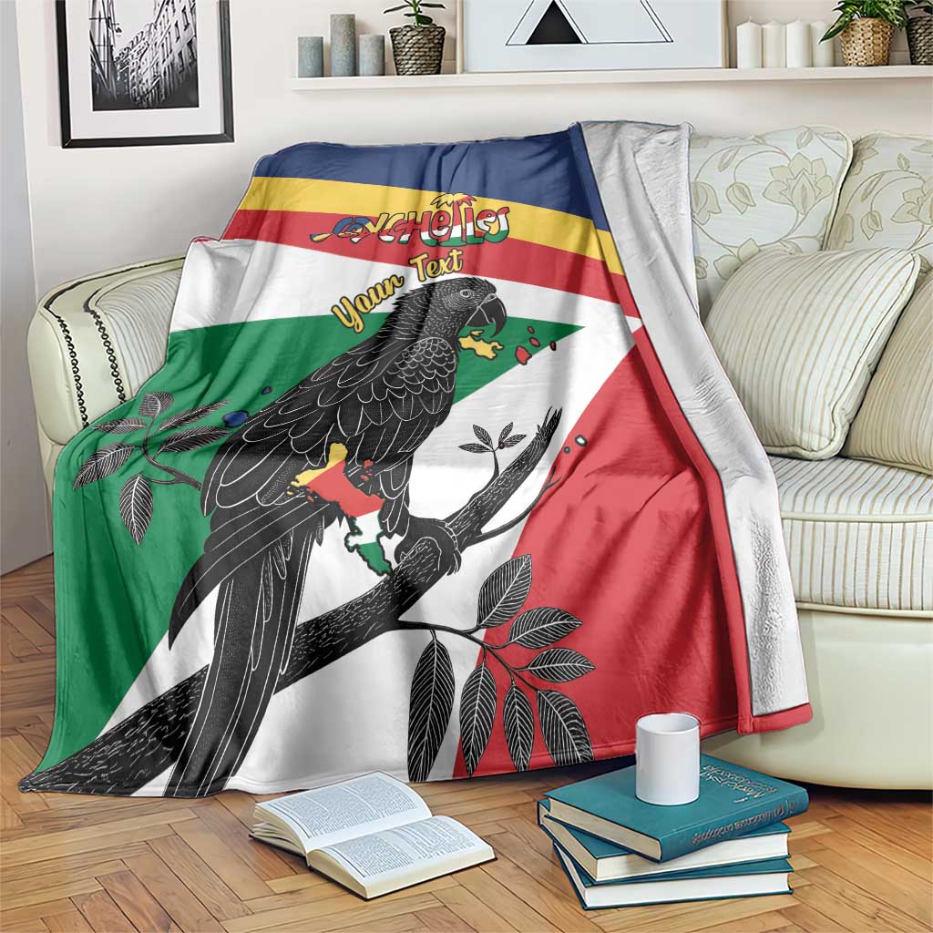 Personalized Seychelles Independence Day Blanket Coat Of Arms Black Parrot