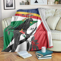 Personalized Seychelles Independence Day Blanket Coat Of Arms Black Parrot
