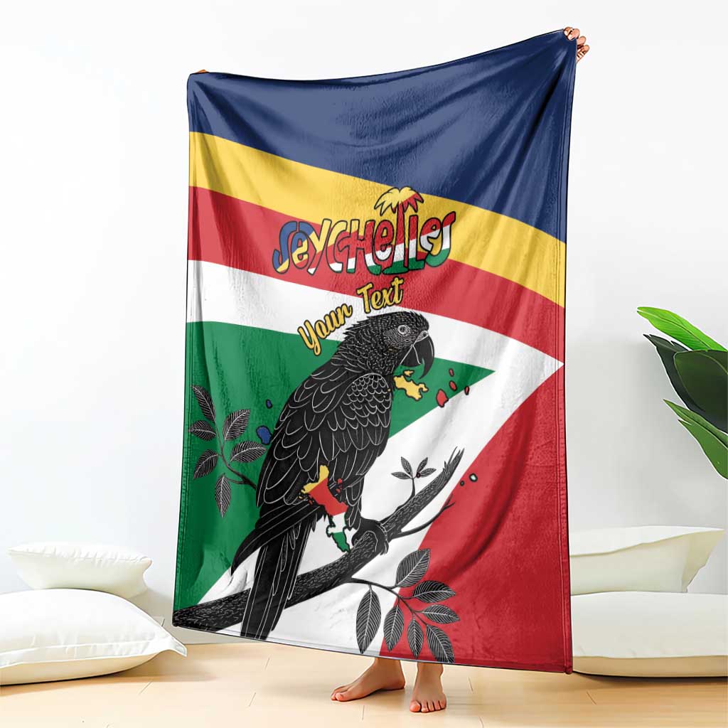 Personalized Seychelles Independence Day Blanket Coat Of Arms Black Parrot
