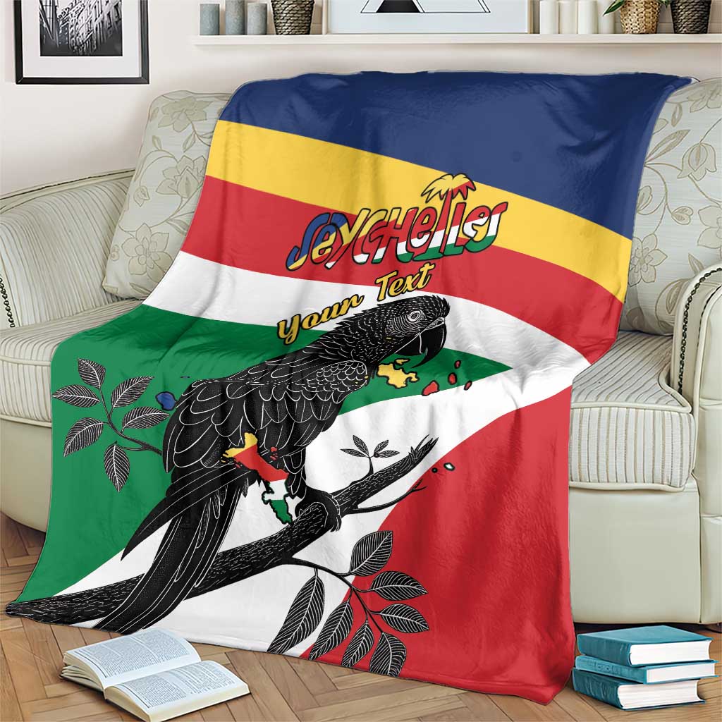 Personalized Seychelles Independence Day Blanket Coat Of Arms Black Parrot