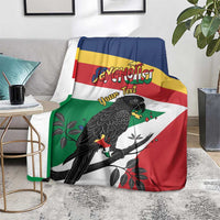 Personalized Seychelles Independence Day Blanket Coat Of Arms Black Parrot