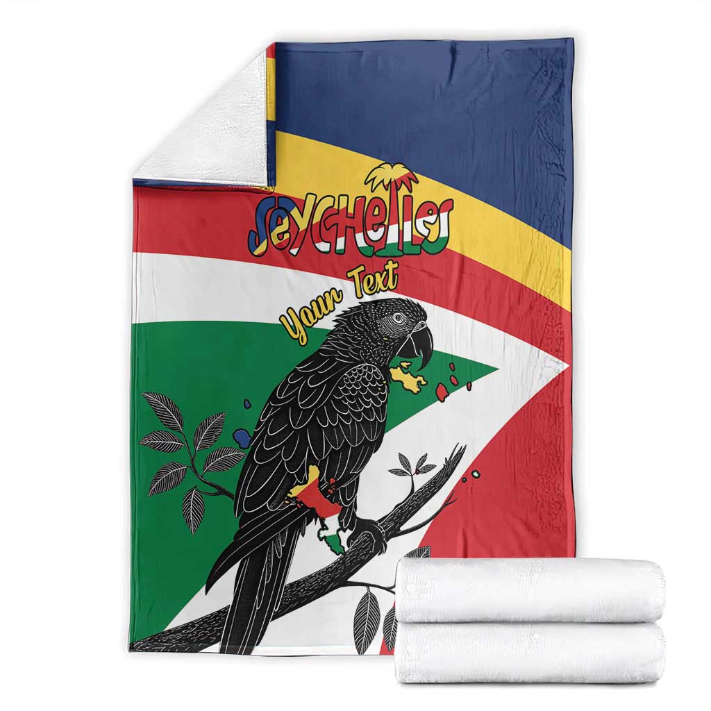 Personalized Seychelles Independence Day Blanket Coat Of Arms Black Parrot