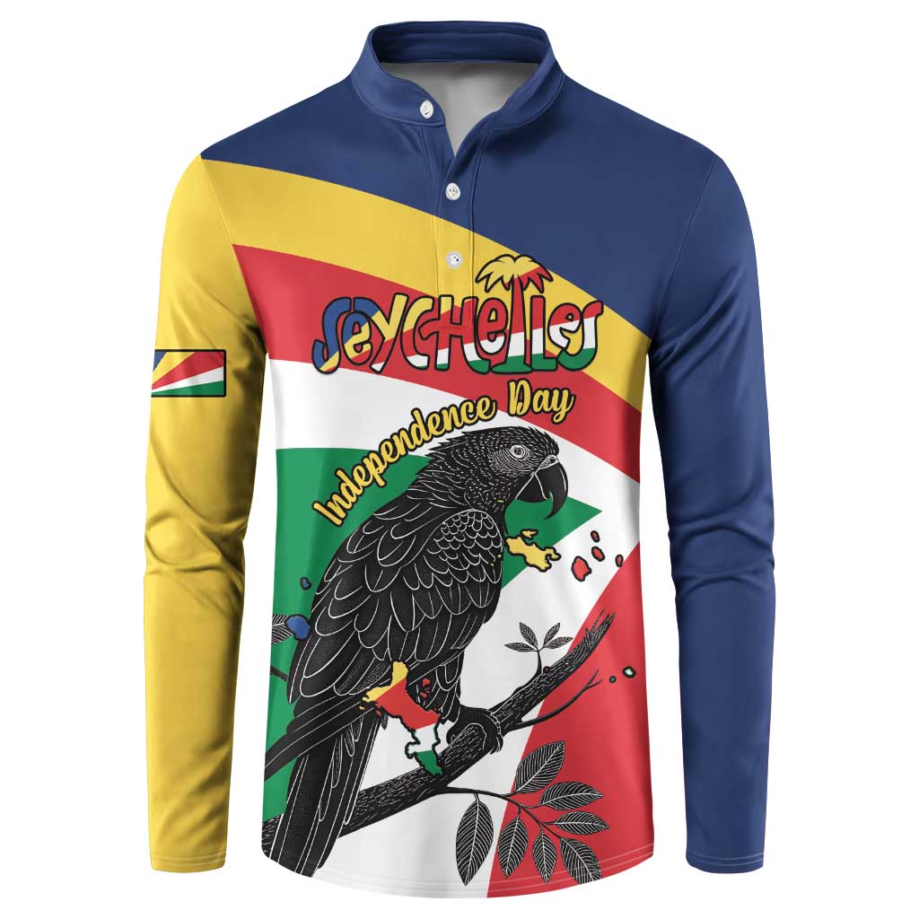 Personalized Seychelles Independence Day Button Sweatshirt Coat Of Arms Black Parrot