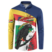 Personalized Seychelles Independence Day Button Sweatshirt Coat Of Arms Black Parrot