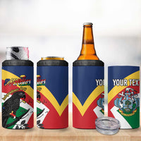 Personalized Seychelles Independence Day 4 in 1 Can Cooler Tumbler Coat Of Arms Black Parrot