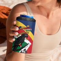 Personalized Seychelles Independence Day 4 in 1 Can Cooler Tumbler Coat Of Arms Black Parrot