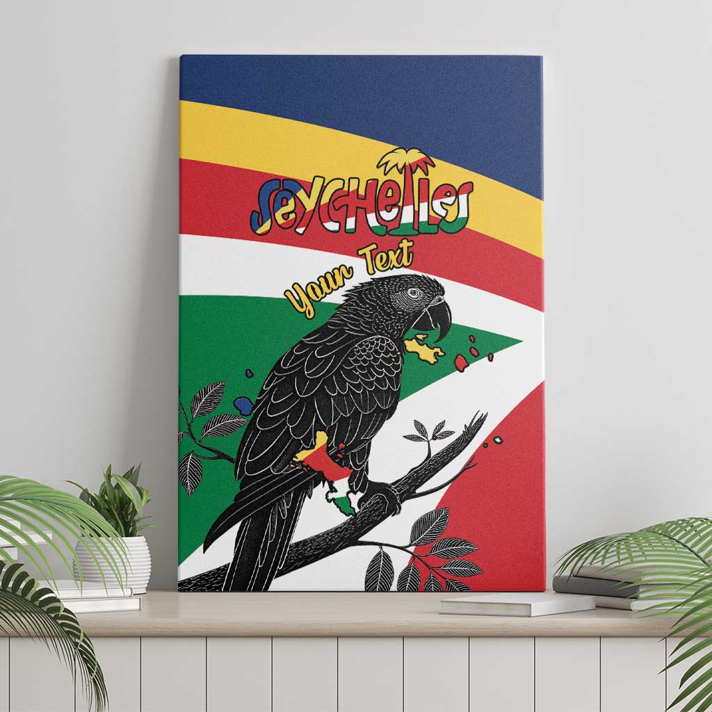 Personalized Seychelles Independence Day Canvas Wall Art Coat Of Arms Black Parrot