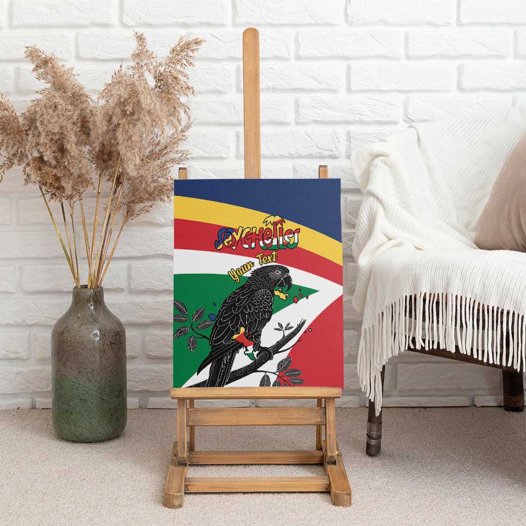 Personalized Seychelles Independence Day Canvas Wall Art Coat Of Arms Black Parrot