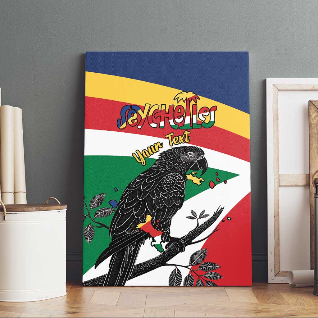 Personalized Seychelles Independence Day Canvas Wall Art Coat Of Arms Black Parrot