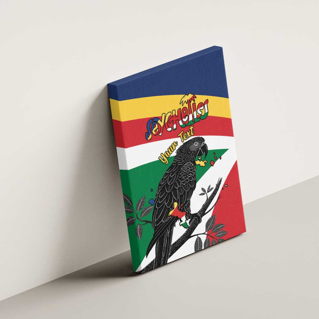 Personalized Seychelles Independence Day Canvas Wall Art Coat Of Arms Black Parrot