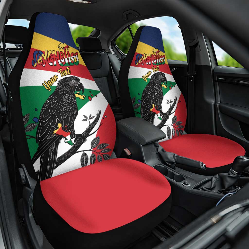 Personalized Seychelles Independence Day Car Seat Cover Coat Of Arms Black Parrot