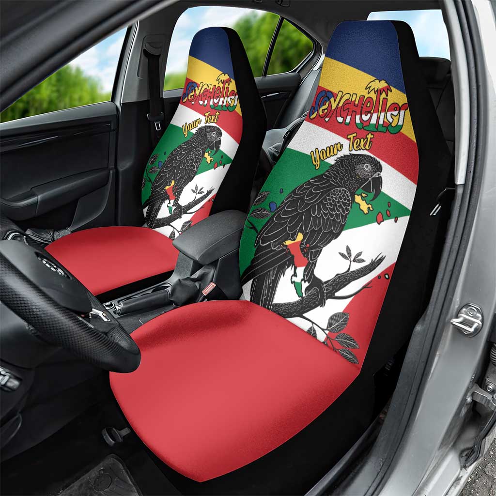 Personalized Seychelles Independence Day Car Seat Cover Coat Of Arms Black Parrot