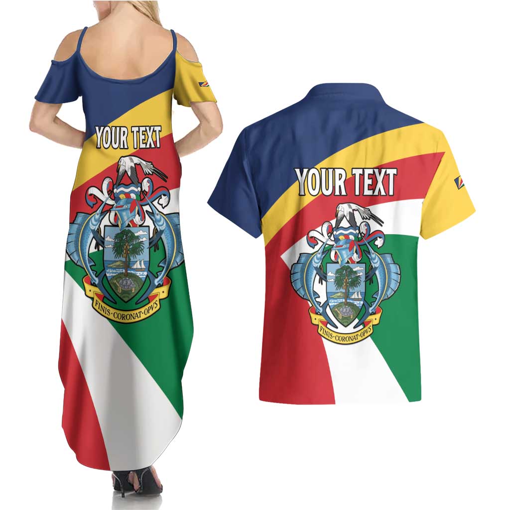 Personalized Seychelles Independence Day Couples Matching Summer Maxi Dress and Hawaiian Shirt Coat Of Arms Black Parrot