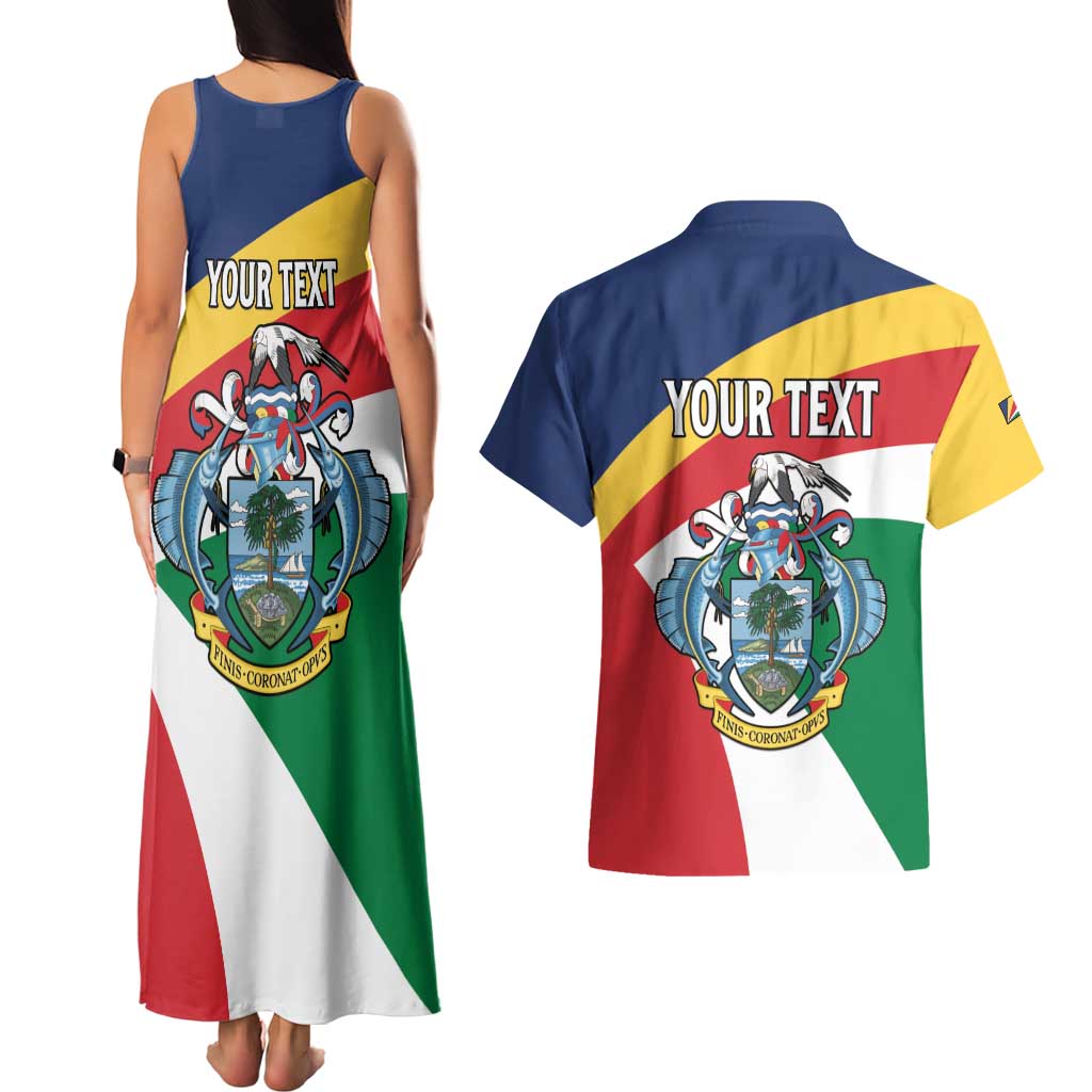 Personalized Seychelles Independence Day Couples Matching Tank Maxi Dress and Hawaiian Shirt Coat Of Arms Black Parrot