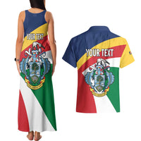 Personalized Seychelles Independence Day Couples Matching Tank Maxi Dress and Hawaiian Shirt Coat Of Arms Black Parrot