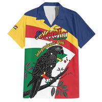 Personalized Seychelles Independence Day Family Matching Summer Maxi Dress and Hawaiian Shirt Coat Of Arms Black Parrot