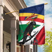 Personalized Seychelles Independence Day Garden Flag Coat Of Arms Black Parrot