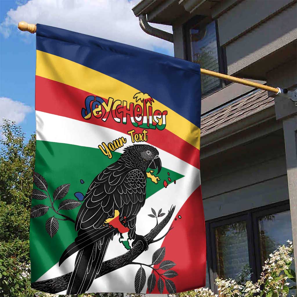 Personalized Seychelles Independence Day Garden Flag Coat Of Arms Black Parrot