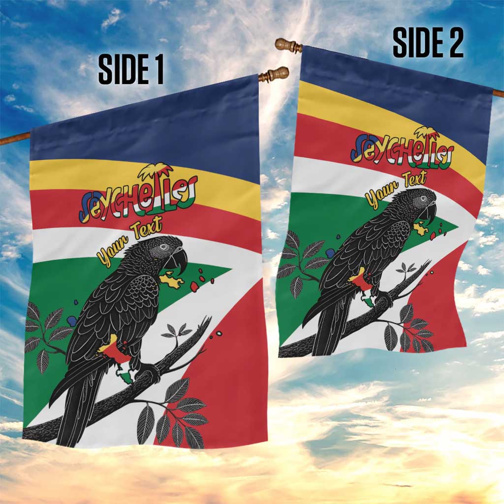 Personalized Seychelles Independence Day Garden Flag Coat Of Arms Black Parrot