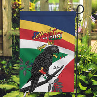 Personalized Seychelles Independence Day Garden Flag Coat Of Arms Black Parrot