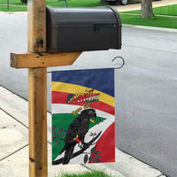 Personalized Seychelles Independence Day Garden Flag Coat Of Arms Black Parrot