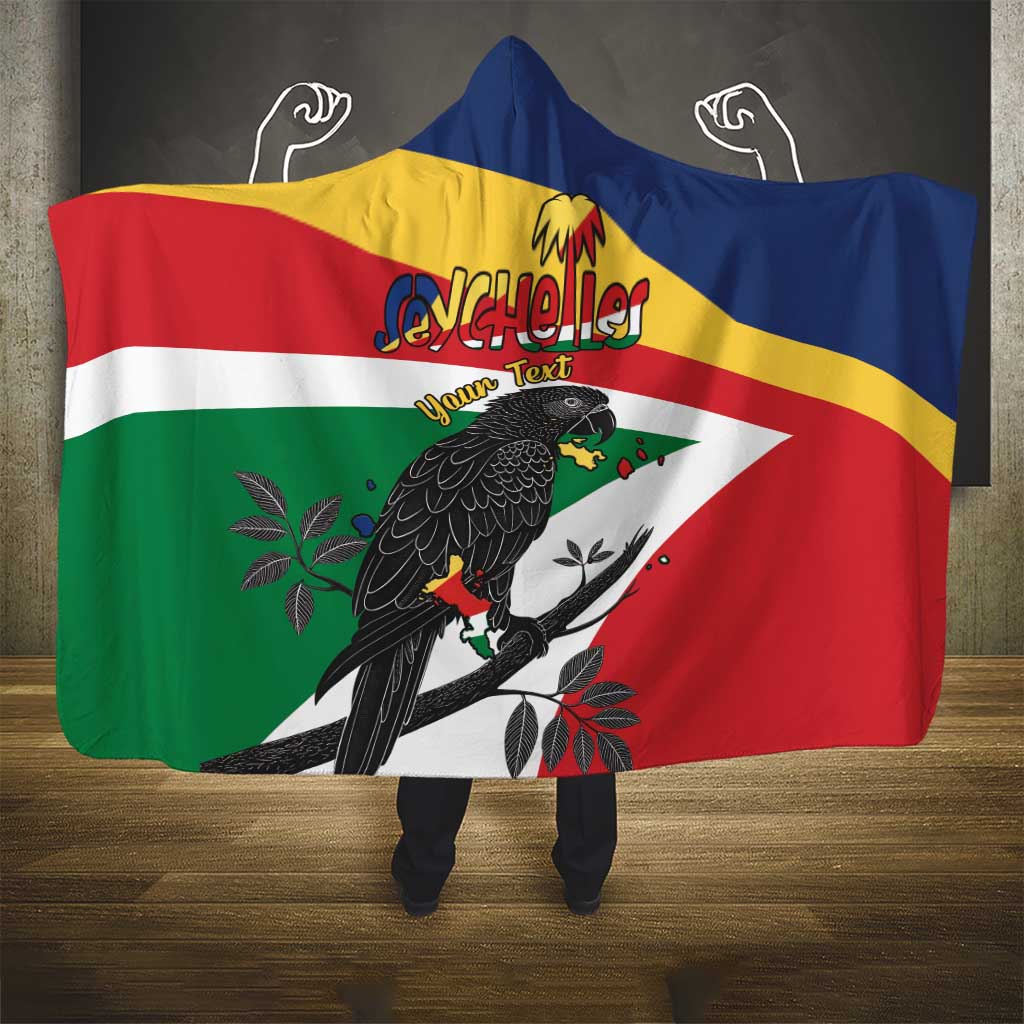 Personalized Seychelles Independence Day Hooded Blanket Coat Of Arms Black Parrot
