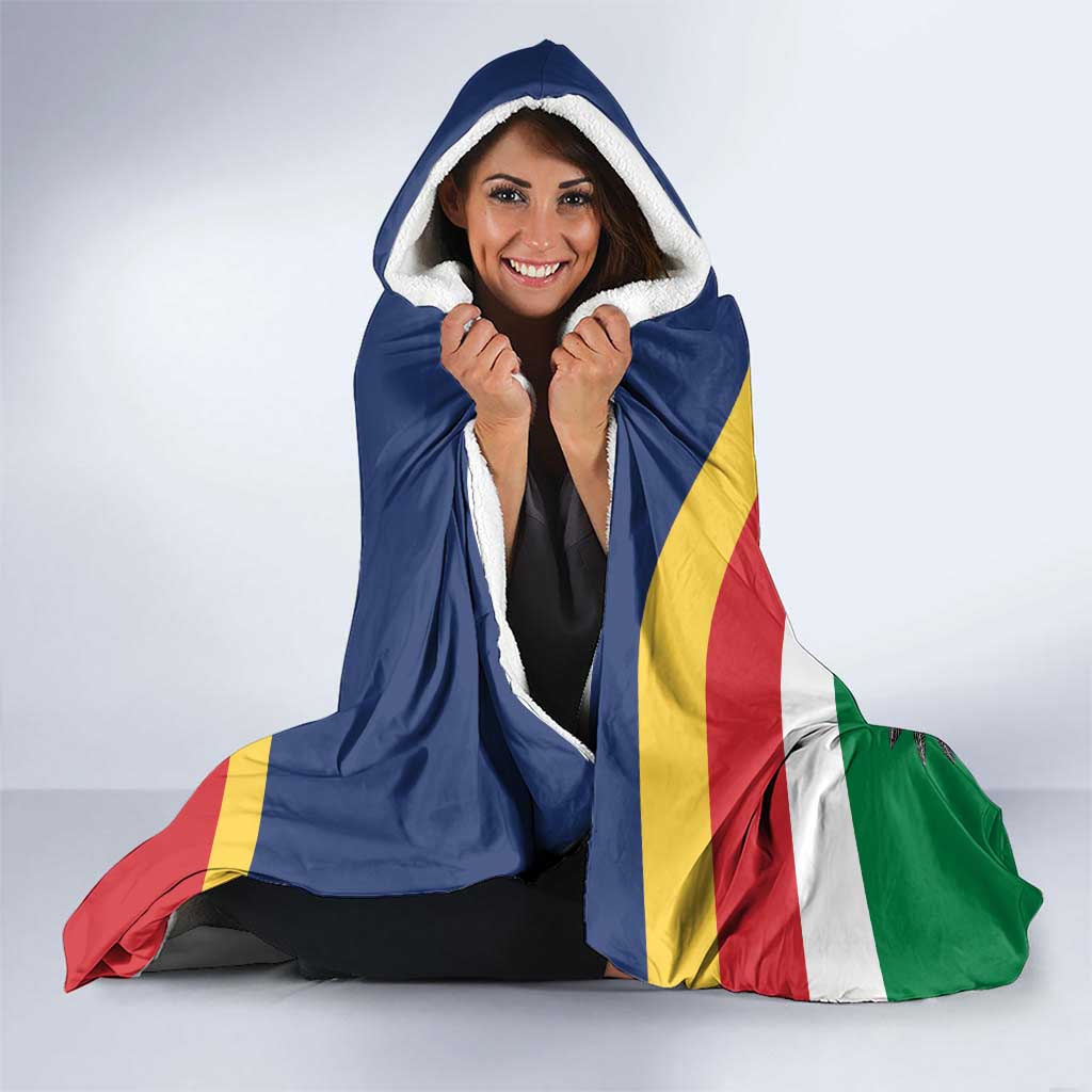 Personalized Seychelles Independence Day Hooded Blanket Coat Of Arms Black Parrot