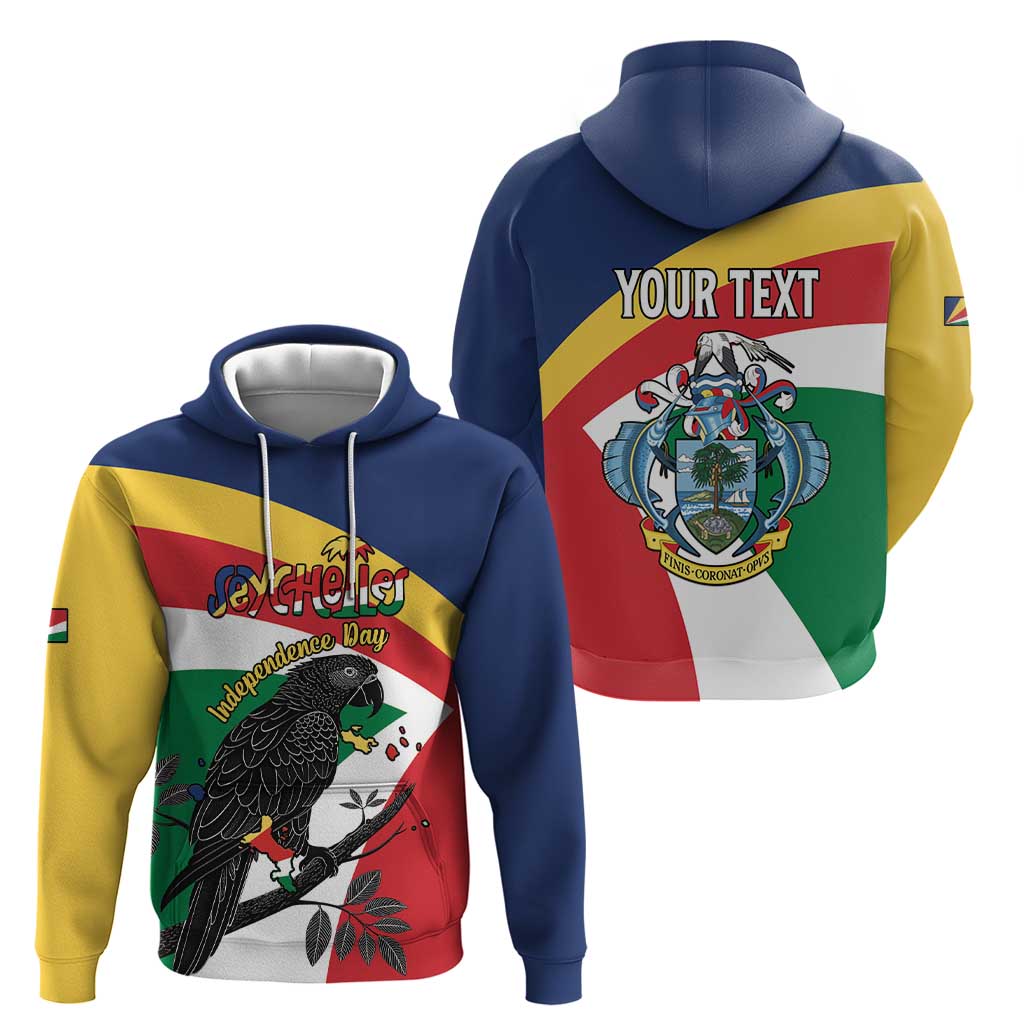 Personalized Seychelles Independence Day Hoodie Coat Of Arms Black Parrot