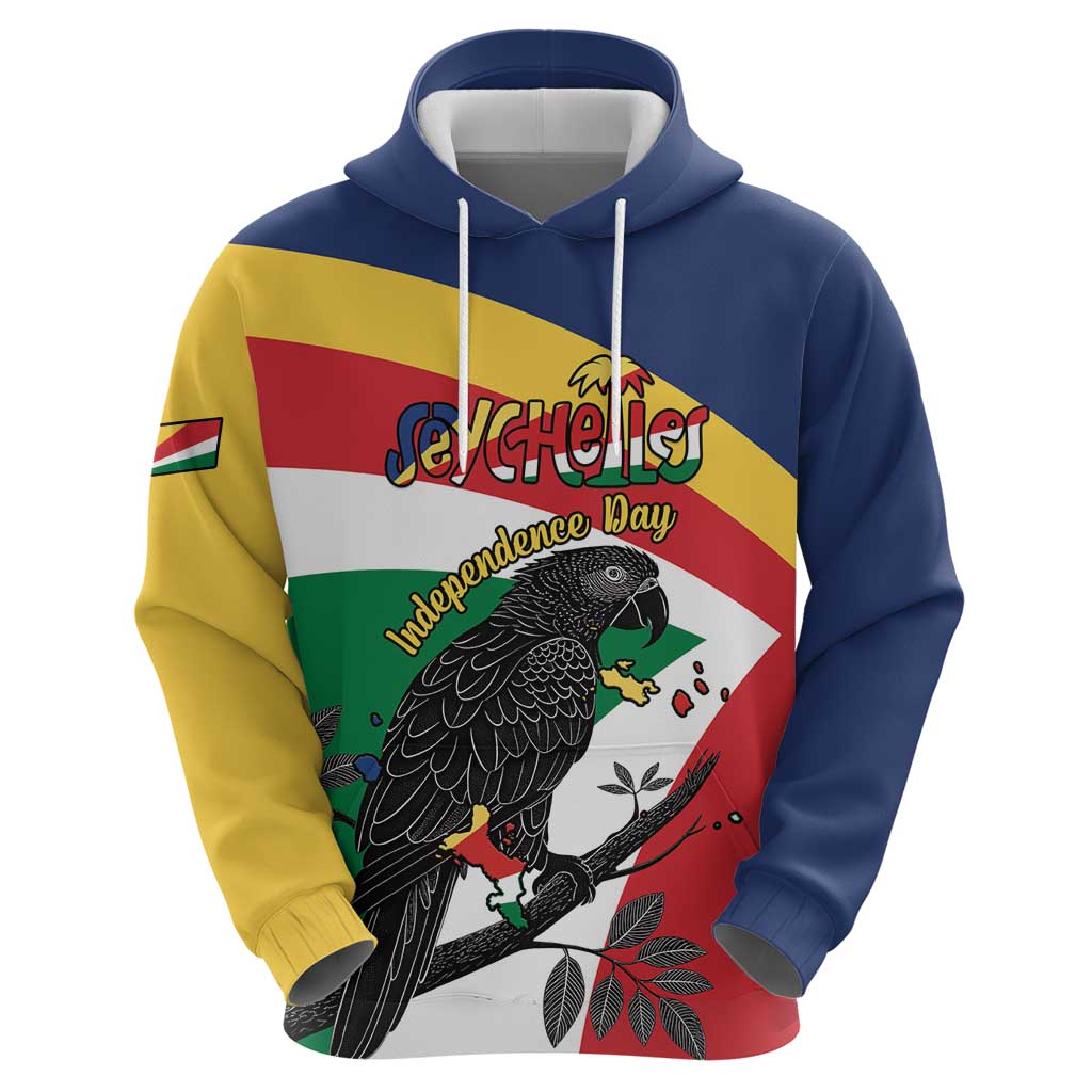 Personalized Seychelles Independence Day Hoodie Coat Of Arms Black Parrot