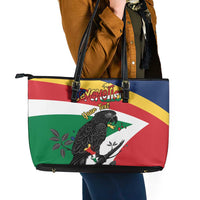 Personalized Seychelles Independence Day Leather Tote Bag Coat Of Arms Black Parrot