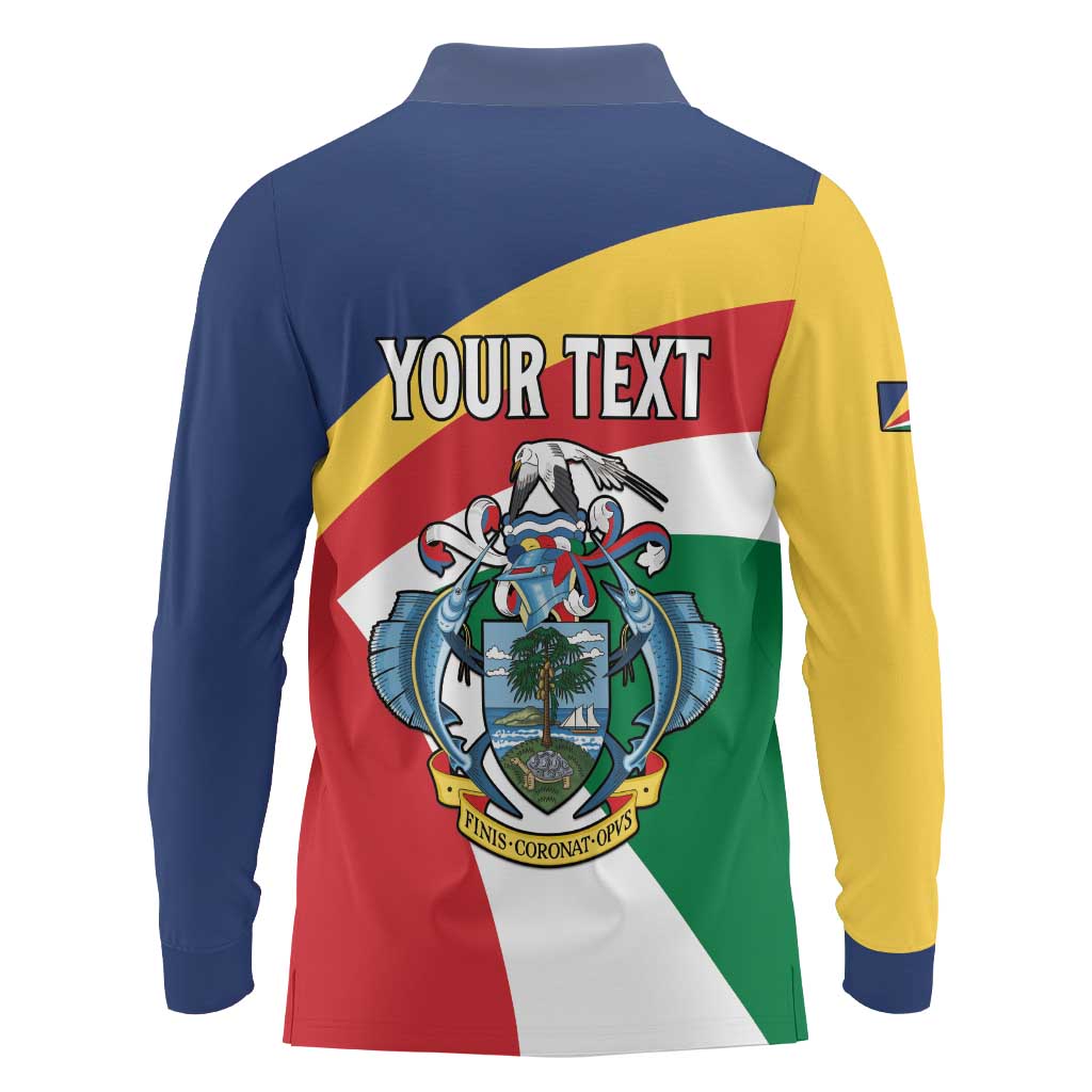 Personalized Seychelles Independence Day Long Sleeve Polo Shirt Coat Of Arms Black Parrot