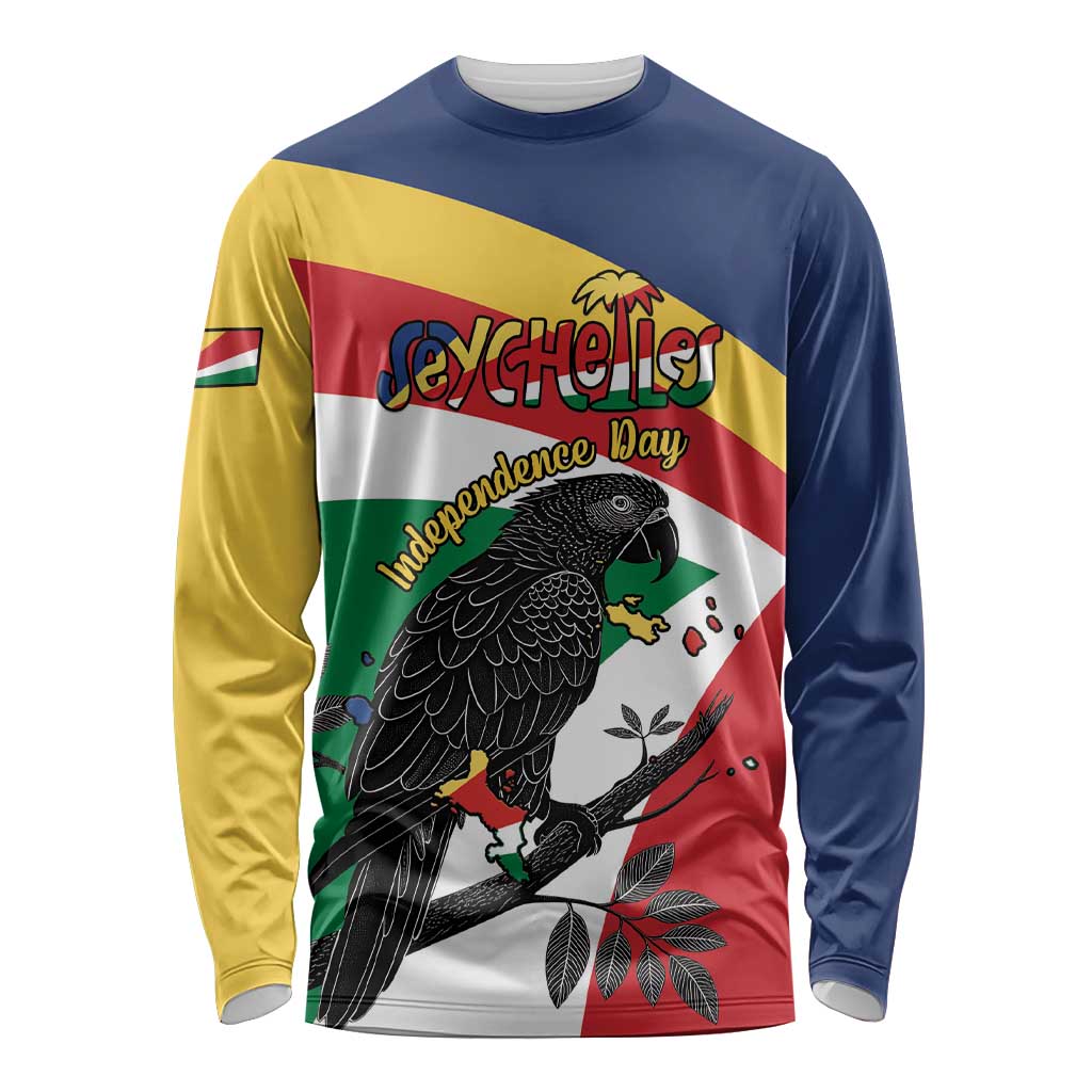 Personalized Seychelles Independence Day Long Sleeve Shirt Coat Of Arms Black Parrot