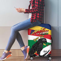 Personalized Seychelles Independence Day Luggage Cover Coat Of Arms Black Parrot