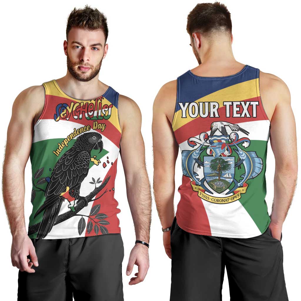 Personalized Seychelles Independence Day Men Tank Top Coat Of Arms Black Parrot