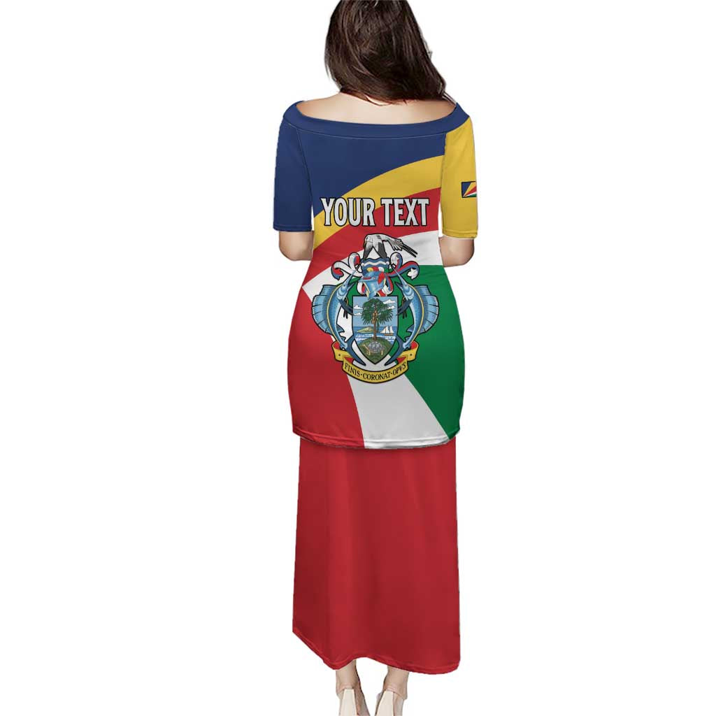 Personalized Seychelles Independence Day Puletasi Coat Of Arms Black Parrot