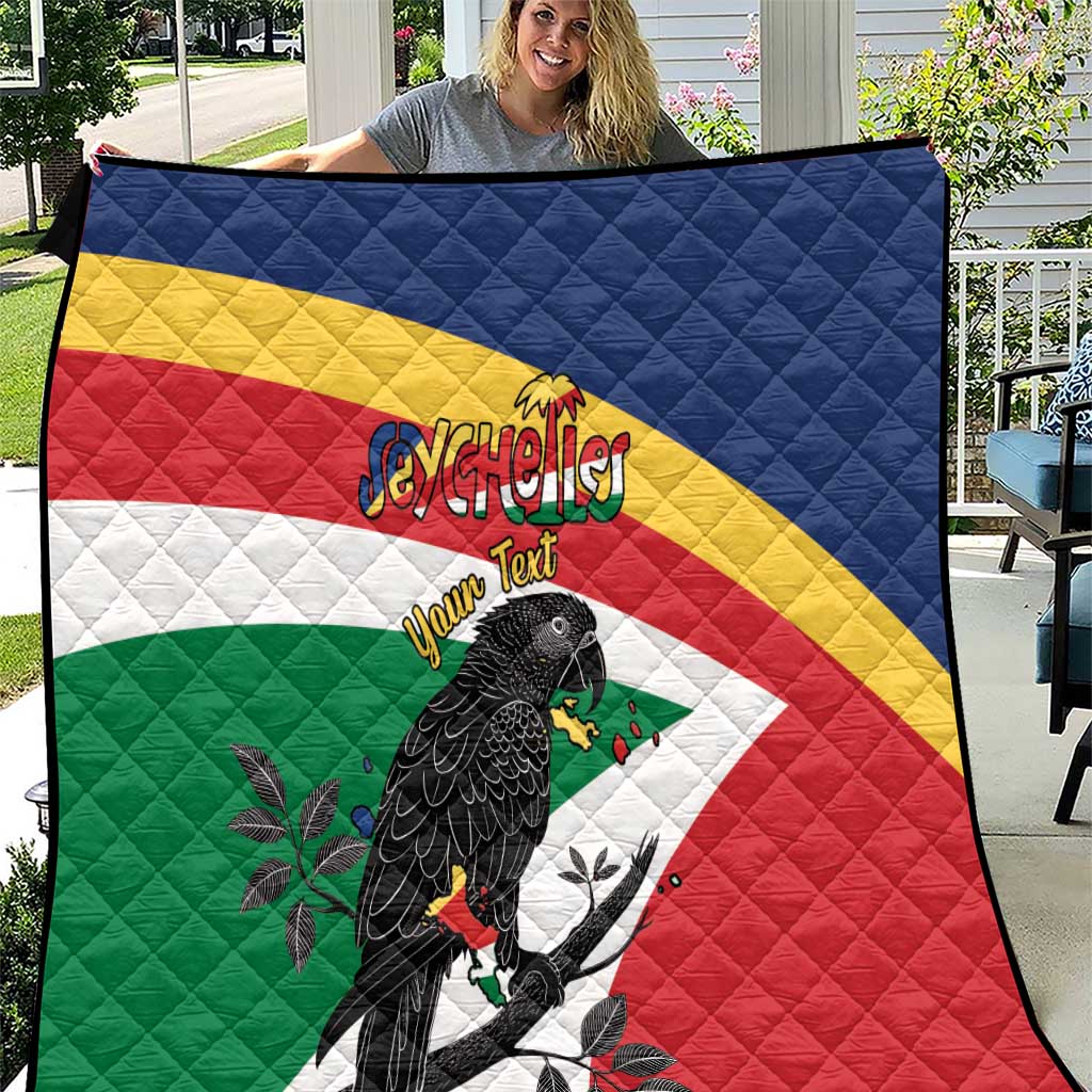 Personalized Seychelles Independence Day Quilt Coat Of Arms Black Parrot