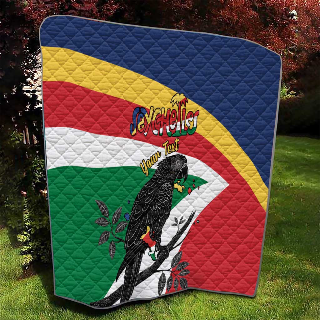 Personalized Seychelles Independence Day Quilt Coat Of Arms Black Parrot