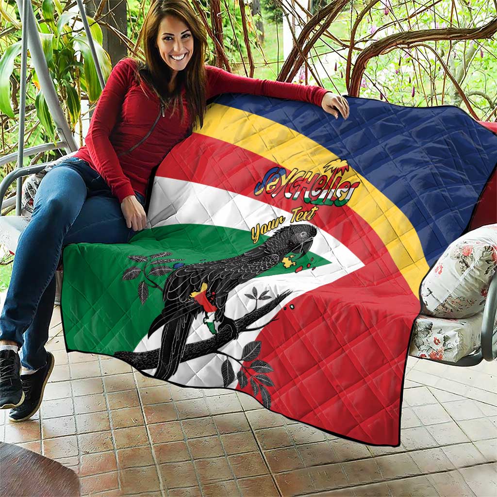 Personalized Seychelles Independence Day Quilt Coat Of Arms Black Parrot