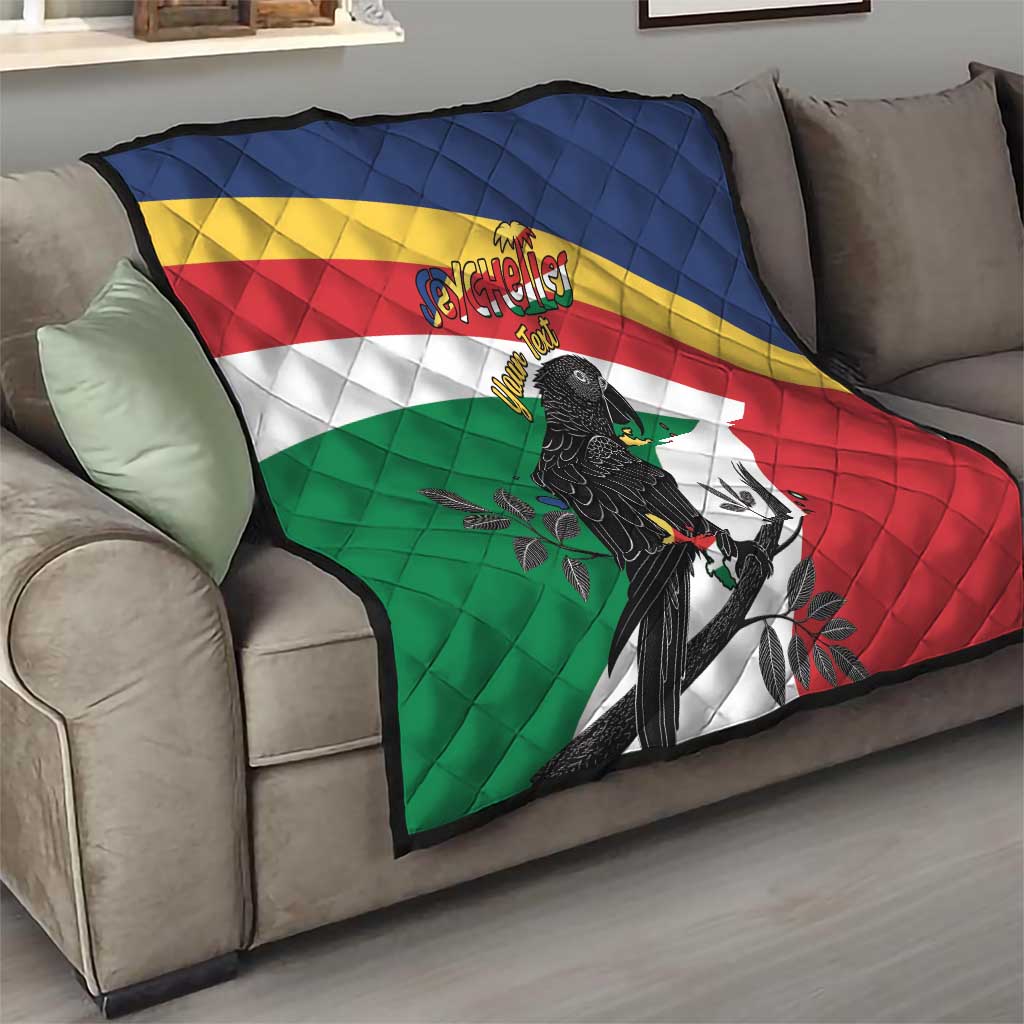 Personalized Seychelles Independence Day Quilt Coat Of Arms Black Parrot