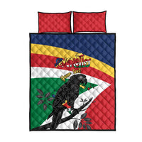 Personalized Seychelles Independence Day Quilt Bed Set Coat Of Arms Black Parrot