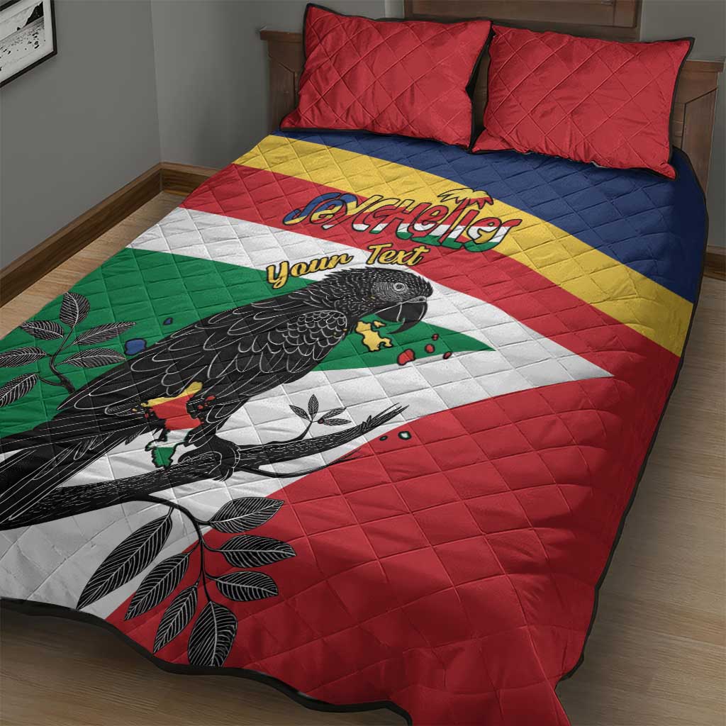 Personalized Seychelles Independence Day Quilt Bed Set Coat Of Arms Black Parrot