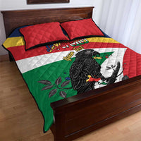 Personalized Seychelles Independence Day Quilt Bed Set Coat Of Arms Black Parrot