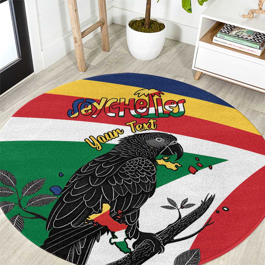 Personalized Seychelles Independence Day Round Carpet Coat Of Arms Black Parrot