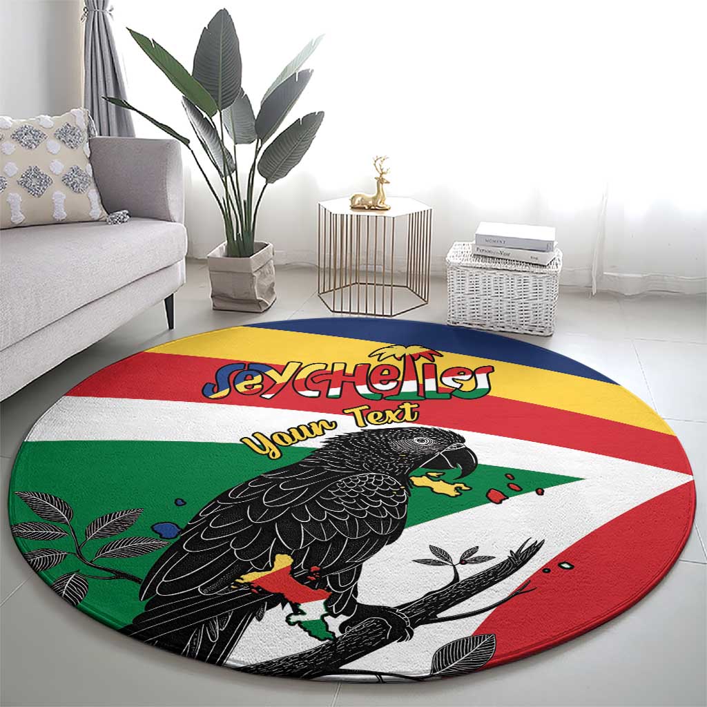 Personalized Seychelles Independence Day Round Carpet Coat Of Arms Black Parrot