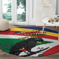 Personalized Seychelles Independence Day Round Carpet Coat Of Arms Black Parrot