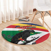 Personalized Seychelles Independence Day Round Carpet Coat Of Arms Black Parrot