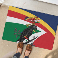 Personalized Seychelles Independence Day Rubber Doormat Coat Of Arms Black Parrot