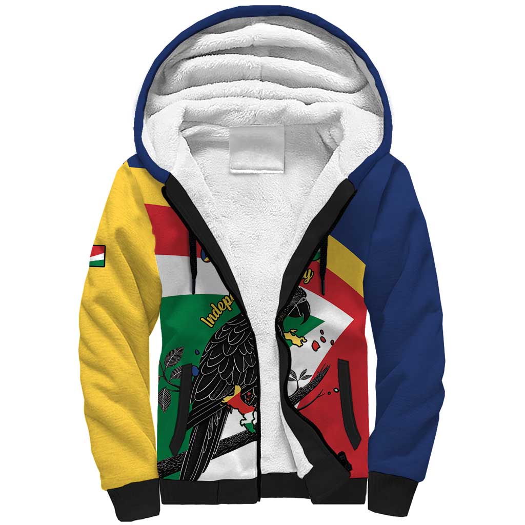 Personalized Seychelles Independence Day Sherpa Hoodie Coat Of Arms Black Parrot
