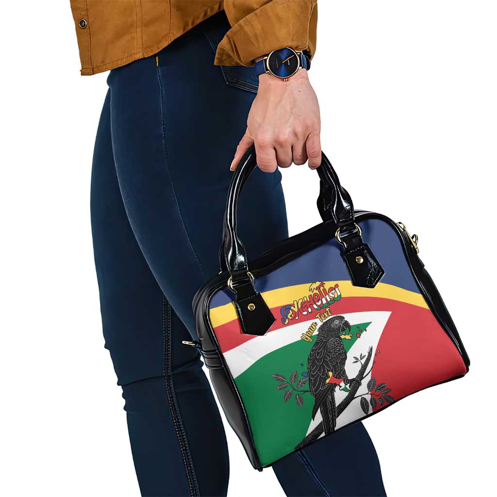 Personalized Seychelles Independence Day Shoulder Handbag Coat Of Arms Black Parrot